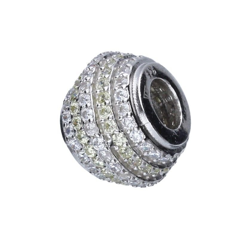 Koralik zawieszka Beads Srebro rodowane z białymi cyrkoniami