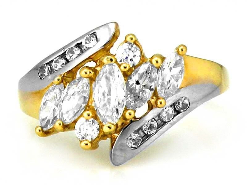 Bogaty złoty pierścionek Dwukolorowy 585
