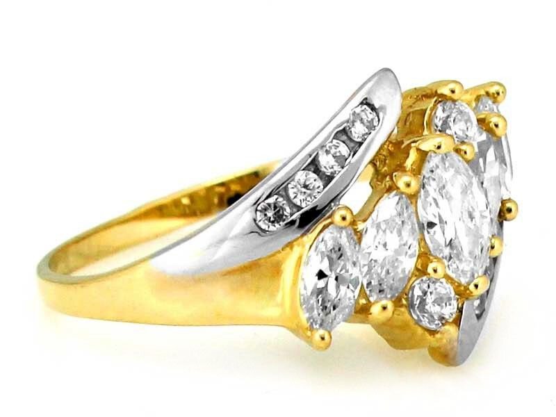 Bogaty złoty pierścionek Dwukolorowy 585