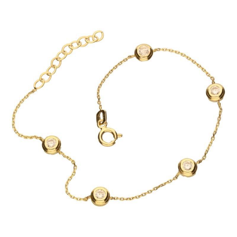 BRANSOLETA ZŁOTO PRÓBY 333, BIAŁE CYRKONIE O ŚREDNICY 5mm,Z REGULACJĄ