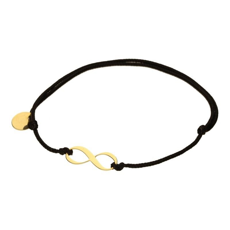 BRANSOLETKA NA SZNURKU JUBILERSKIM W KOLORZE CZARNYM,ZŁOTO 333