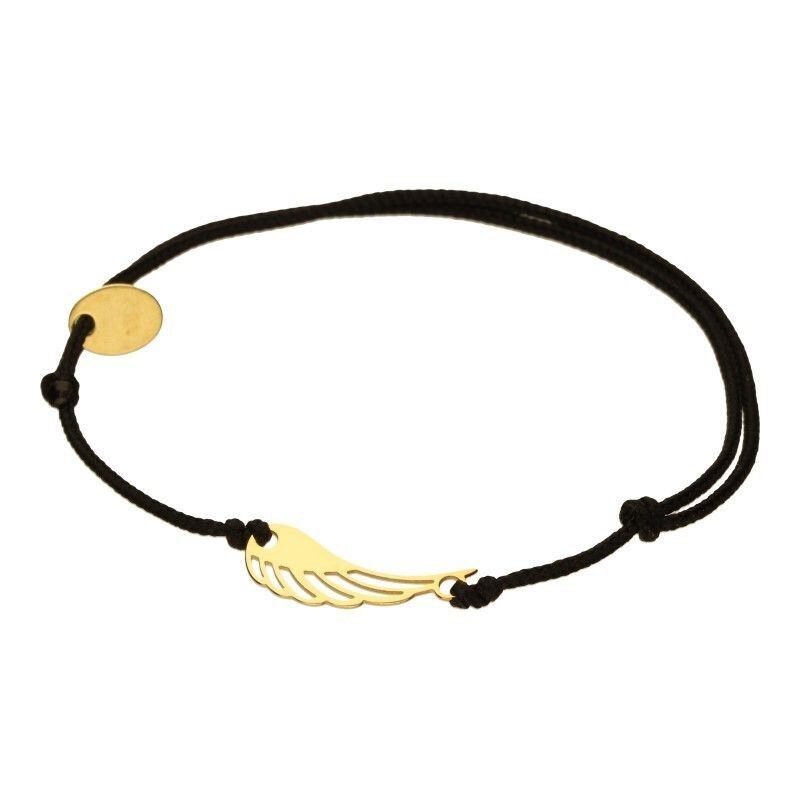 BRANSOLETA NA SZNURKU JUBILERSKIM W KOLORZE CZARNYM,ZŁOTO 333