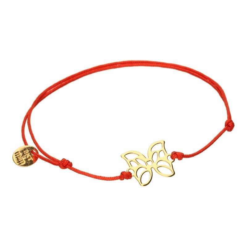 BRANSOLETKA NA SZNURKU JUBILERSKIM W KOLORZE CZERWONYM,ZŁOTO 585