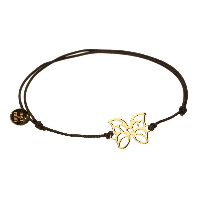 BRANSOLETA NA SZNURKU JUBILERSKIM W KOLORZE CZARNYM,ZŁOTO 585