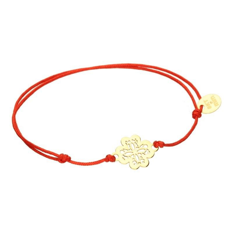 BRANSOLETKA NA SZNURKU JUBILERSKIM W KOLORZE CZERWONYM ZŁOTO 585
