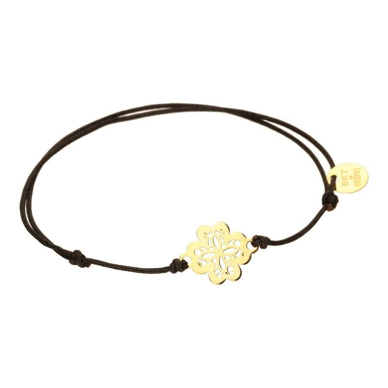 BRANSOLETKA NA SZNURKU JUBILERSKIM W KOLORZE CZARNYM,ZŁOTO 585