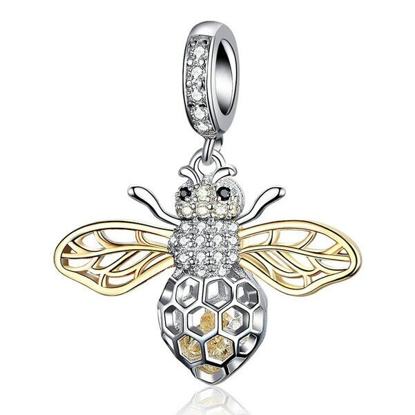 CHARMS BEADS do Pandora SREBRO 925 Pszczoła z Cyrkoniami 