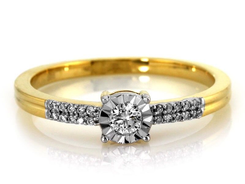 Delikatny 585 złoty pierścionek BRYLANT 0.140ct - SI/H