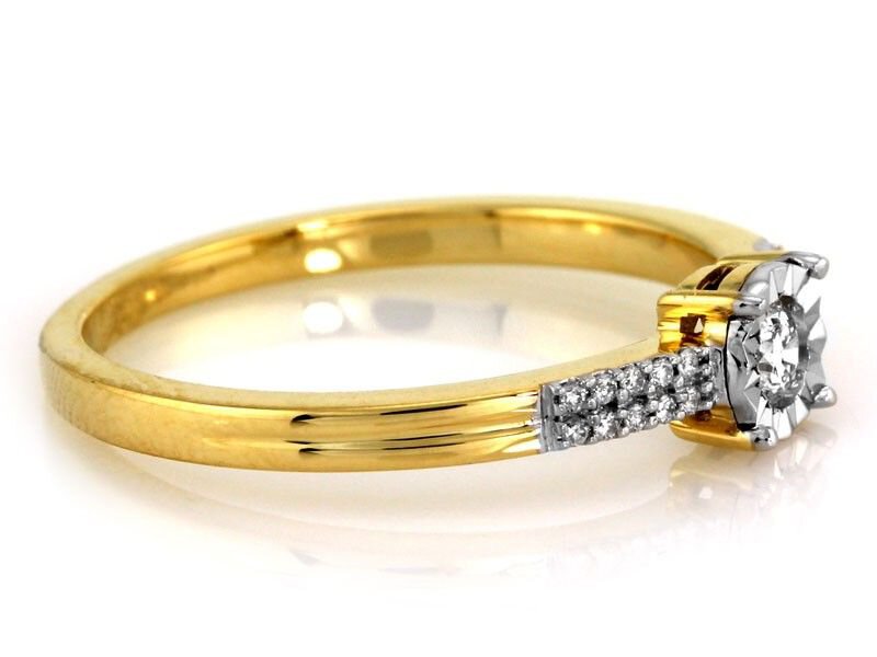 Delikatny 585 złoty pierścionek BRYLANT 0.140ct - SI/H