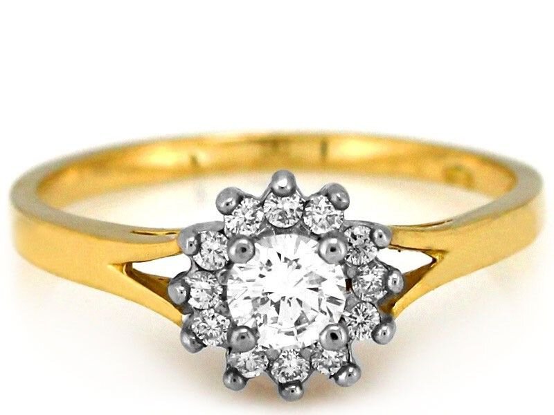 Delikatny 585 złoty  pierścionek zaręczynowy 4