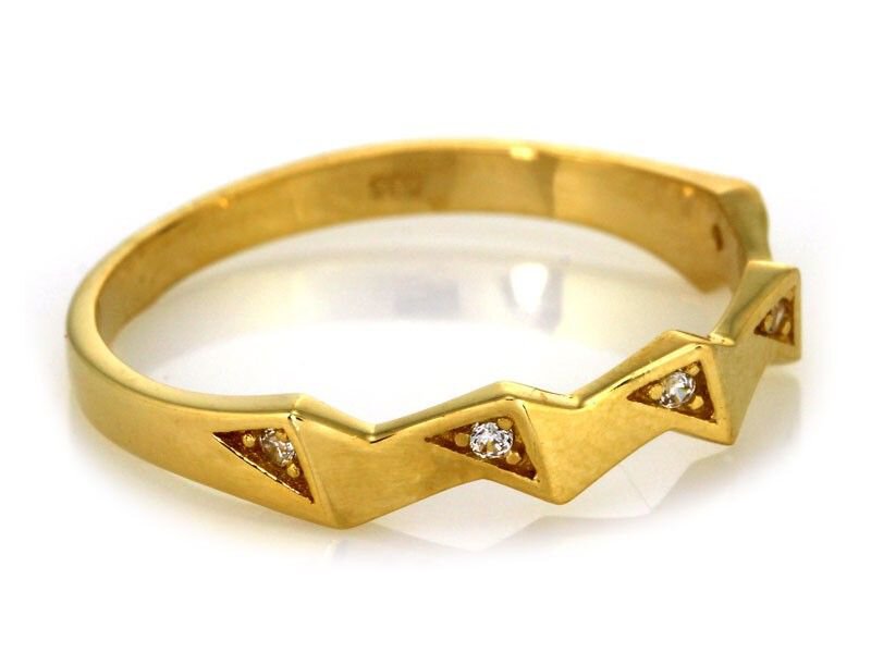 Delikatny Złoty pierścionek Zdobiony 585 z Cyrkoniami