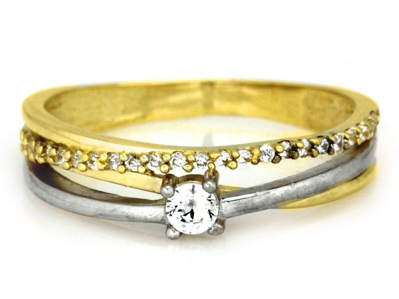 Idealny złoty dwukolorowy pierścionek 585
