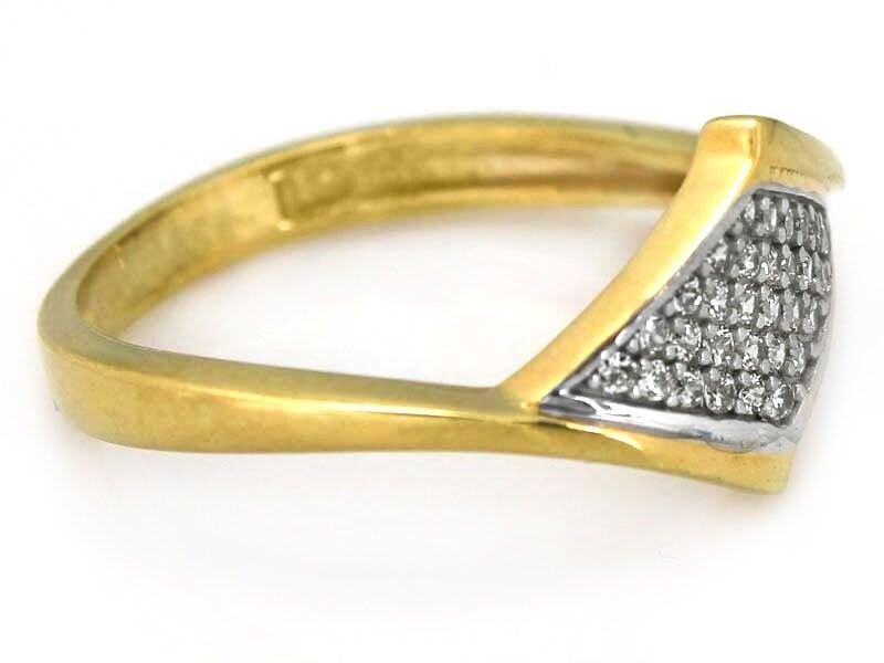 Klasyczny złoty 585 złoty pierścionek z cyrkonią 2