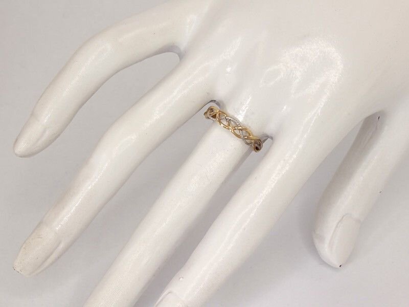 Klasyczny złoty pleciony pierścionek zaręczynowy  585