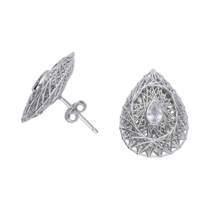 KOLCZYKI AŻUROWE NA SZTYFCIE, SREBRO,CYRKONIA