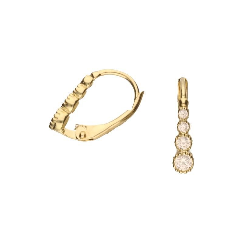 KOLCZYKI NA FRANCUSKIM ZAPIĘCIU, ZŁOTO PRÓBY 333,CYRKONIA