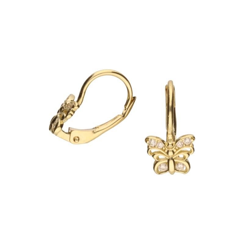 KOLCZYKI NA FRANCUSKIM ZAPIĘCIU, ZŁOTO PRÓBY 333 Z CYRKONIĄ