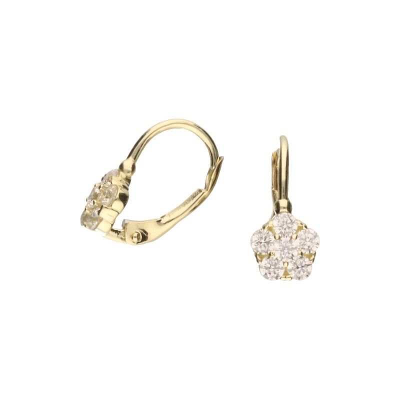 KOLCZYKI ZŁOTO PRÓBY 333, ZAKUWANE CYRKONIE BIAŁE