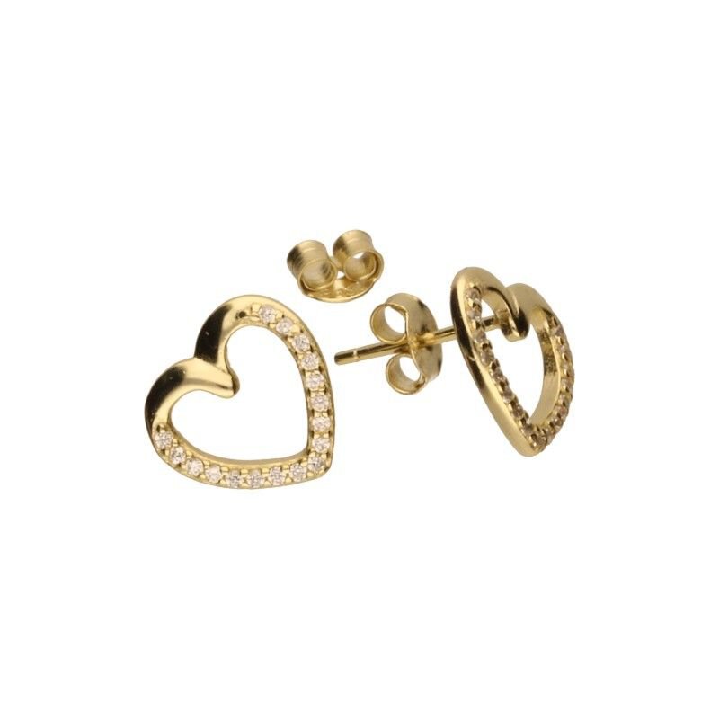 KOLCZYKI NA SZTYFCIE Z CYRKONIAMI, SREBRO PRÓBY 925,POZŁACANE Z CYRKONIĄ