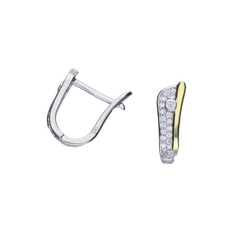 KOLCZYKI NA ANGIELSKIM ZAPIĘCIU,SREBRO 925 POŁĄCZONE ZE ZŁOCONYM SREBREM