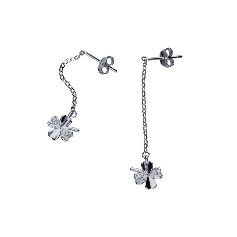 KOLCZYKI NA SZTYFCIE WISZĄCE,SREBRO PRÓBY 925 RODOWANE,  BIAŁE CYRKONIE