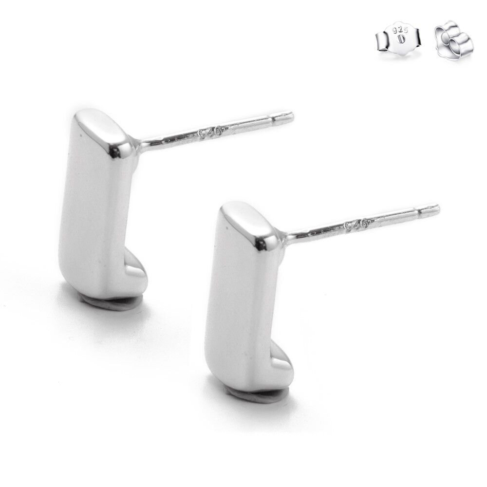 KOLCZYKI NA SZTYFCIE RODOWANE PROSTOKĄT 13 MM X 8 MM