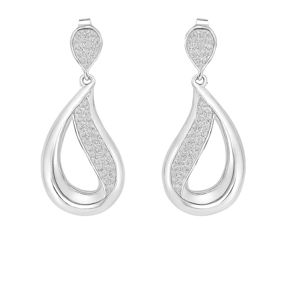 KOLCZYKI  NA SZTYFCIE WISZĄCE RODOWANE CYRKONIE KROPLE