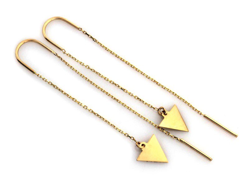 Kolczyki Złoto pr 585 przeciągane trójkąty