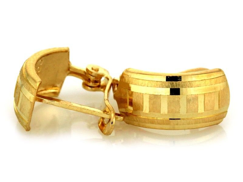 Kolczyki Złoto pr 585 ANGIELSKIE Zapięcie / Przypinki z eleganckim wzorem
