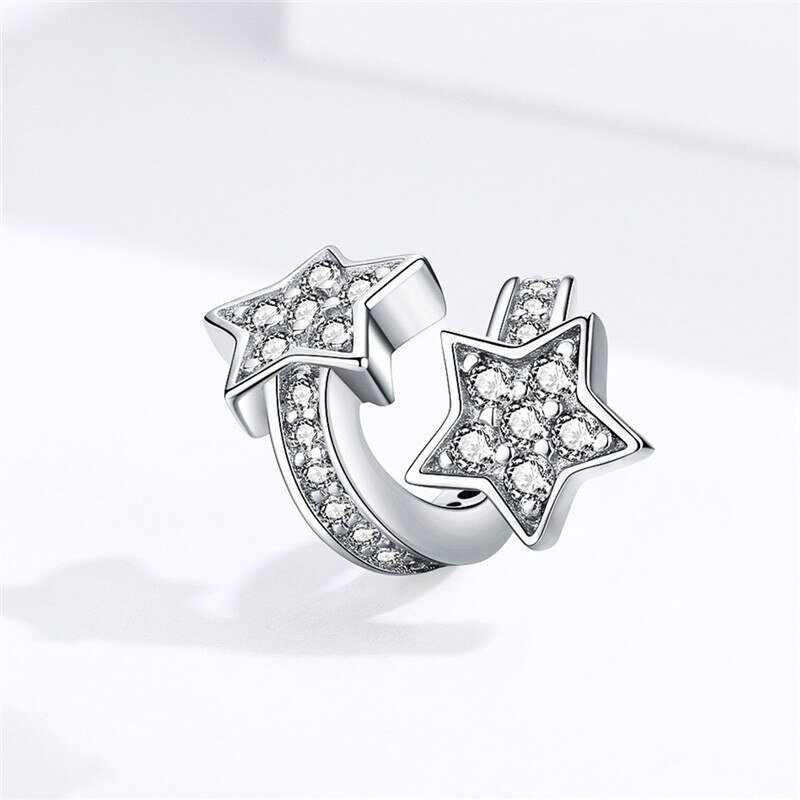 Koralik Zawieszka Beads do Pandora Srebro 925 Dwie Gwiazdki z Cyrkoniami 
