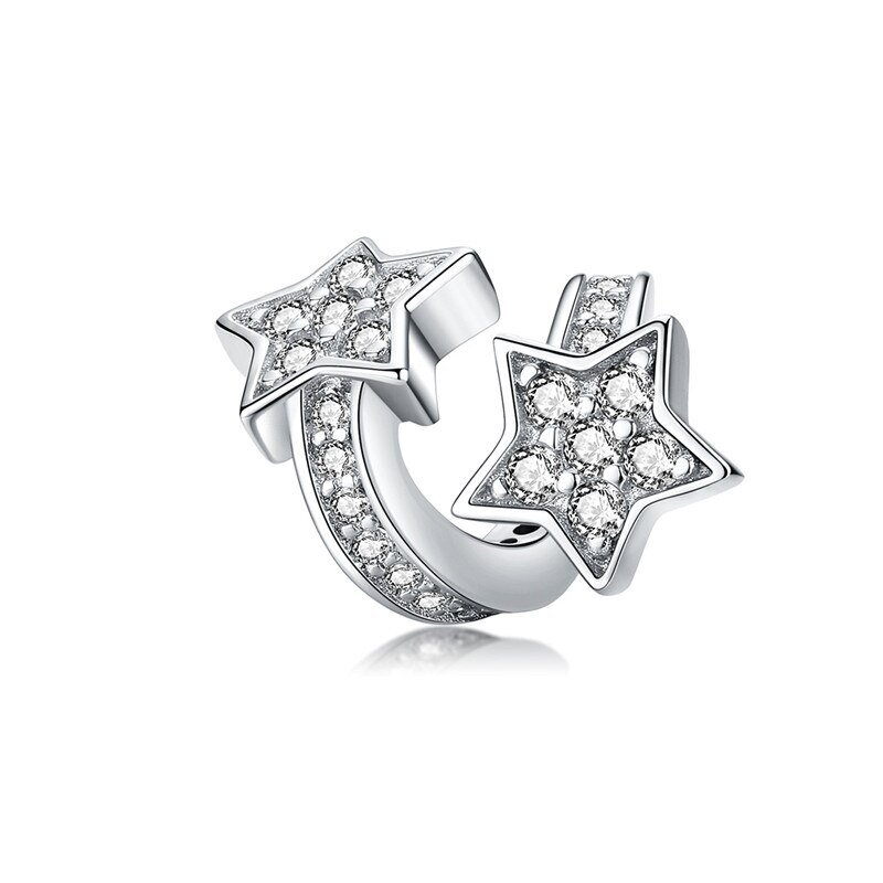Koralik Zawieszka Beads do Pandora Srebro 925 Dwie Gwiazdki z Cyrkoniami 