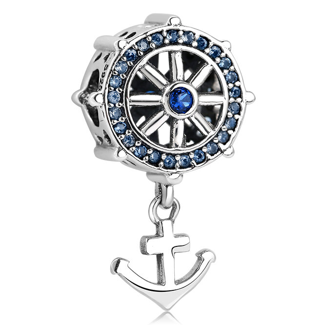 Koralik Zawieszka Beads do Pandora Srebro 925 Koło Sterowe Kotwica