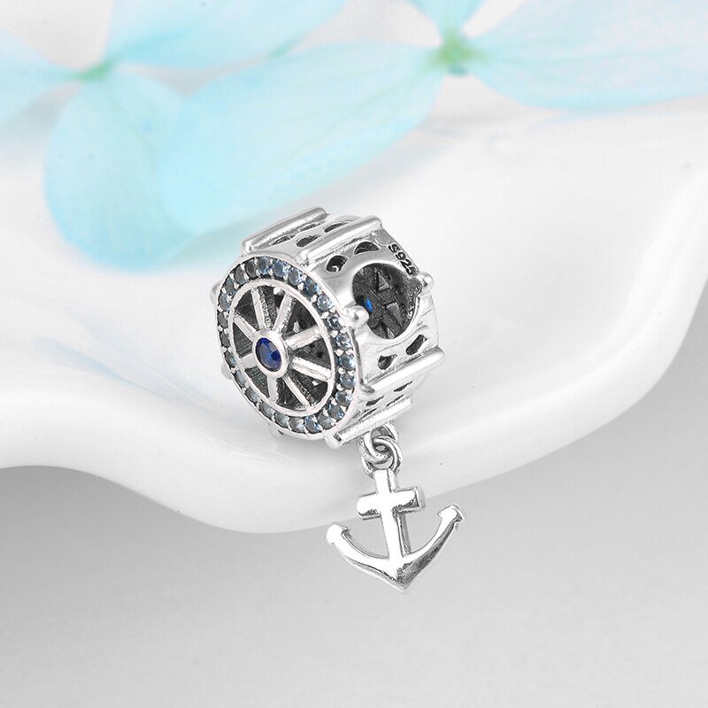 Koralik Zawieszka Beads do Pandora Srebro 925 Koło Sterowe Kotwica