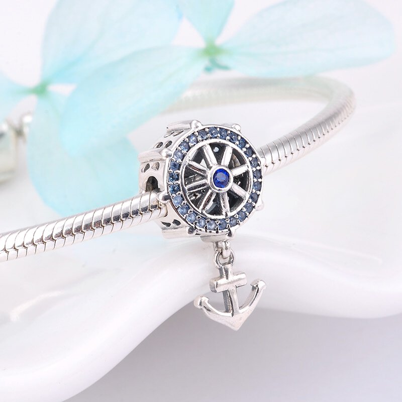 Koralik Zawieszka Beads do Pandora Srebro 925 Koło Sterowe Kotwica