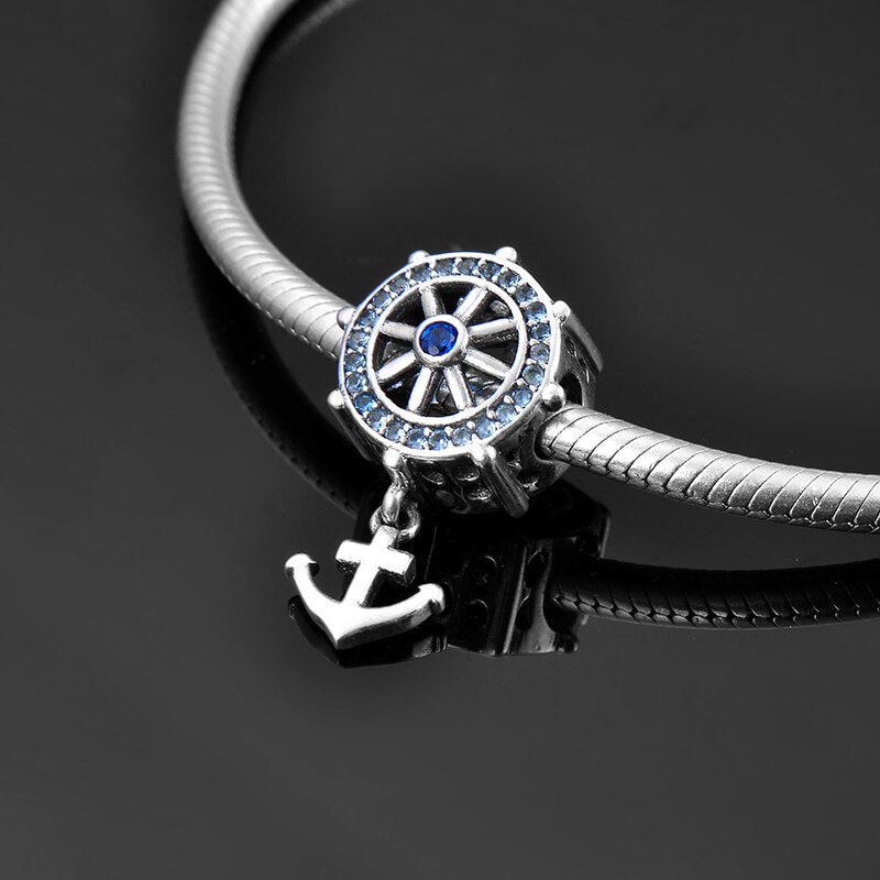 Koralik Zawieszka Beads do Pandora Srebro 925 Koło Sterowe Kotwica
