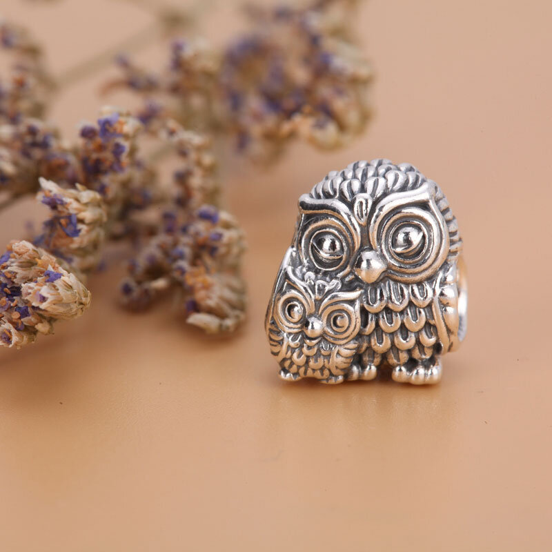 Koralik Zawieszka Beads Srebro 925, Sowa i Sówka