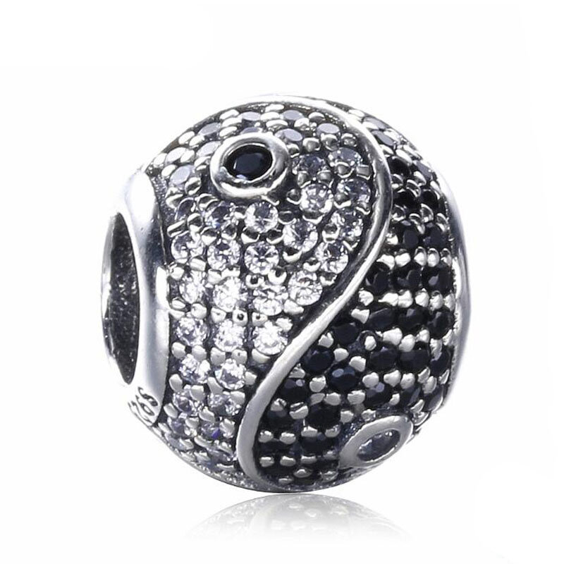 Koralik Zawieszka Beads Srebro 925 Rodowane Yin Yang Cyrkonie