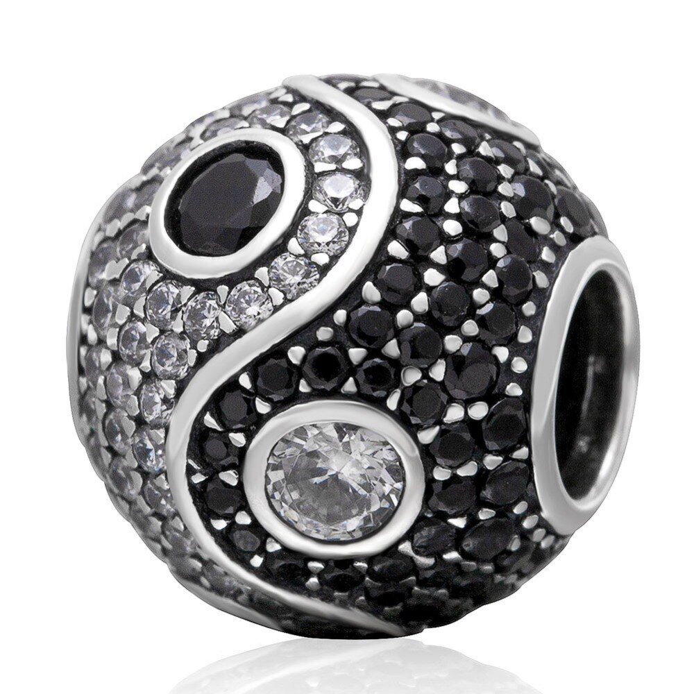 Koralik Zawieszka Beads Srebro 925 Rodowane Yin Yang Cyrkonie