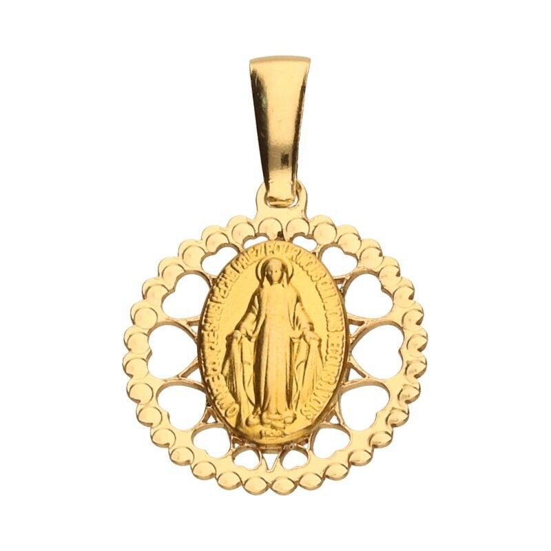 Medalik Złoto pr 585 Okrągły Matka Boska 