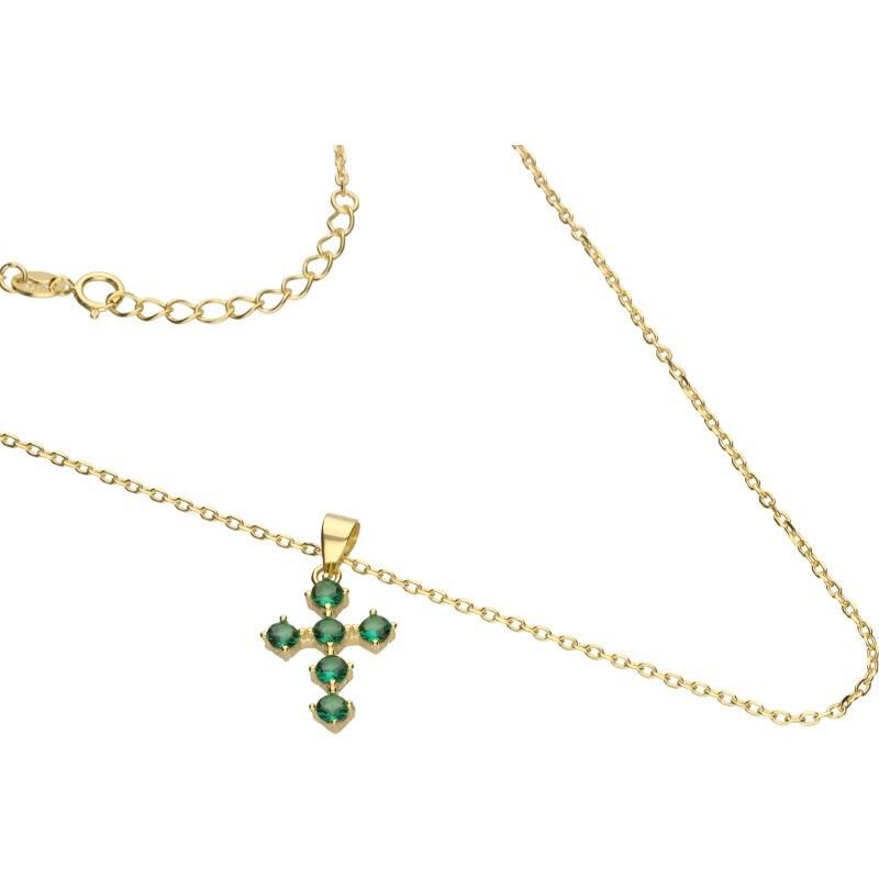 NASZYJNIK NA ŁAŃCUSZKU O SPLOCIE TYPU ANKIER, SREBRO PRÓBY 925,CYRKONIA EMERALD