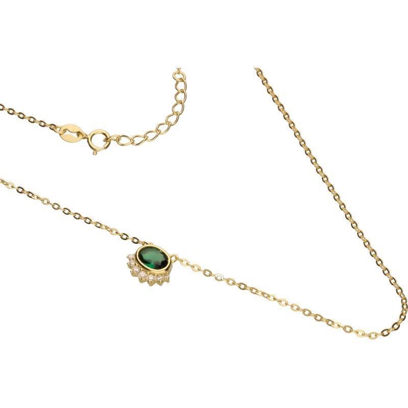 NASZYJNIK NA ŁAŃCUSZKU O SPLOCIE TYPU ANKIER,CYRKONIA EMERALD