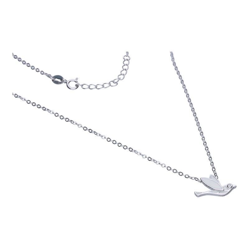 NASZYJNIK, SREBRO PRÓBY 925 RODOWANE, BIAŁE CYRKONIE