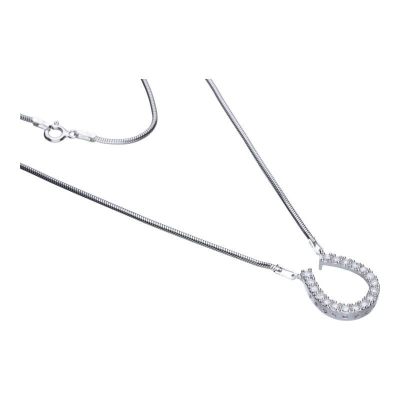 NASZYJNIK NA LINCE, SREBRO PRÓBY 925 RODOWANE,Z BIAŁYMI CYRKONIAMI