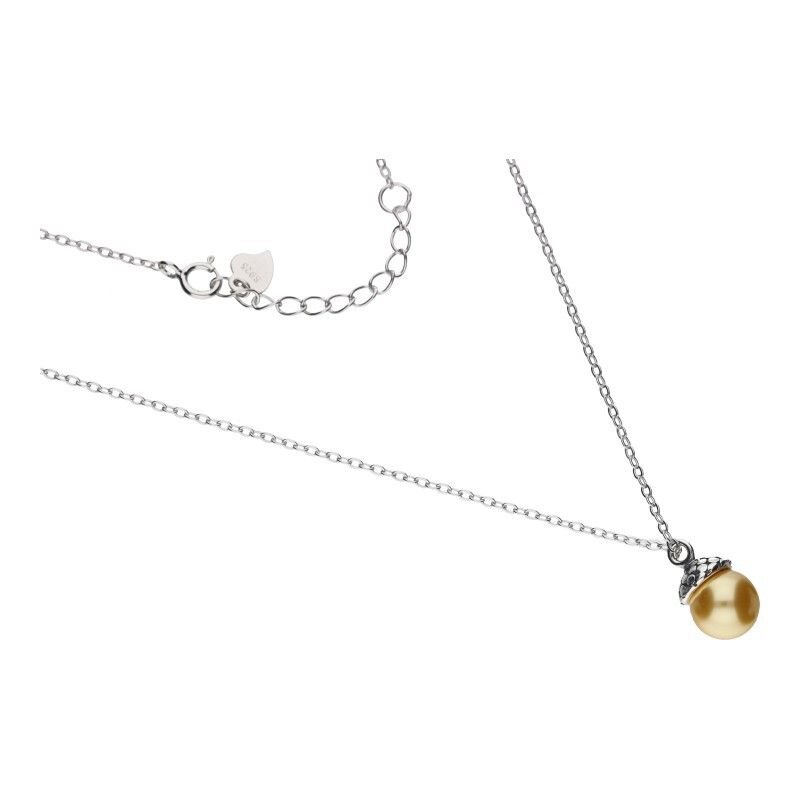 NASZYJNIK SREBRO PRÓBY 925 RODOWANE, PERŁA W KOLORZE ZÓŁTYM