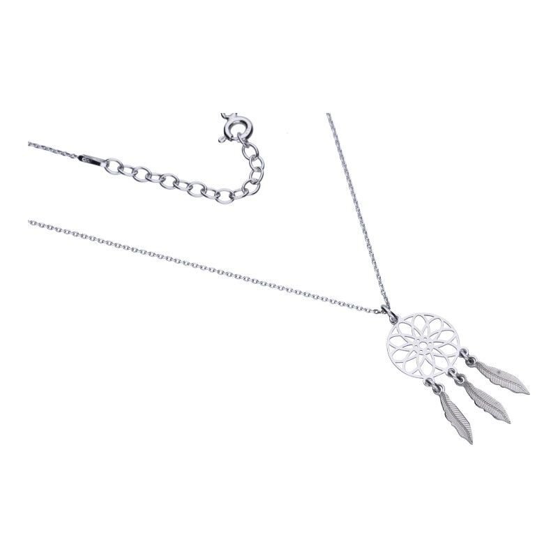 NASZYJNIK AŻUROWY, SREBRO PRÓBY 925 RODOWANE, ŁAPACZ SNÓW