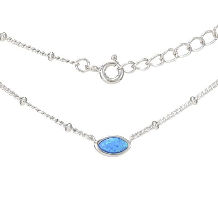  NASZYJNIK SREBRNY 925, RODOWANY Z OPALEM