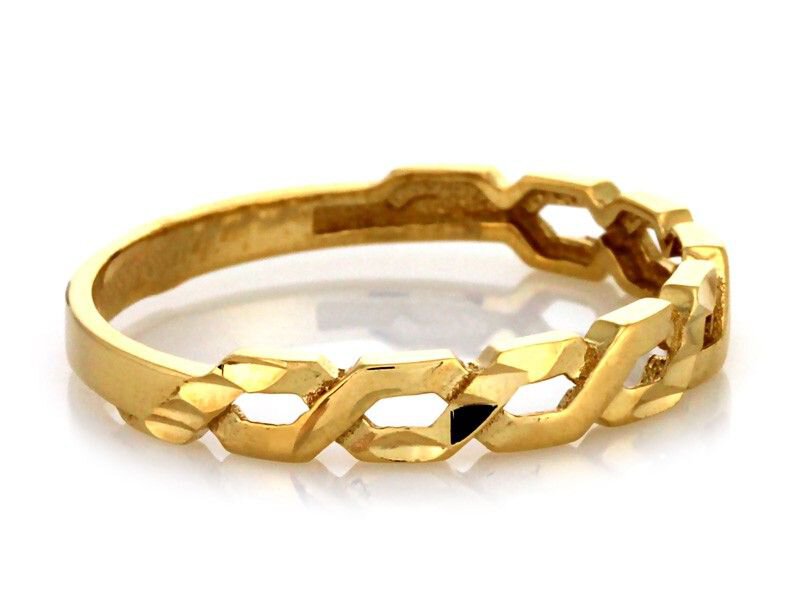 Olśniewający złoty pleciony pierścionek 585