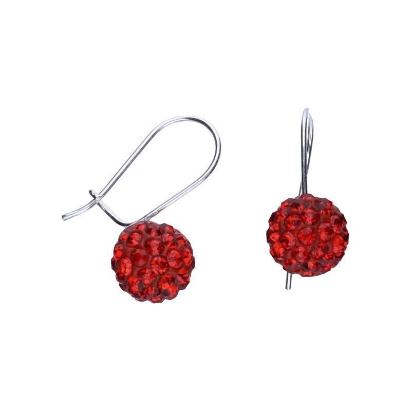 SREBRNE KOLCZYKI 925 SWAROVSKI  NA BIGLU  Czerwone