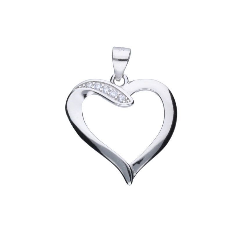 ZAWIESZKA SERCE, SREBRO PRÓBY 925 RODOWANE,BIAŁE CYRKONIE