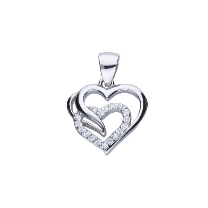 ZAWIESZKA SERCA AŻUROWE, SREBRO PRÓBY 925 RODOWANE,BIAŁE CYRKONIE